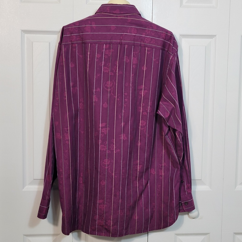 Tommy Bahama Shirt Mens XL Burgundy Paisley Floral Texture Button Up Long Sleeve - Picture 3 of 13
